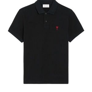 Ami Black Shirt with Red Heart Emblem